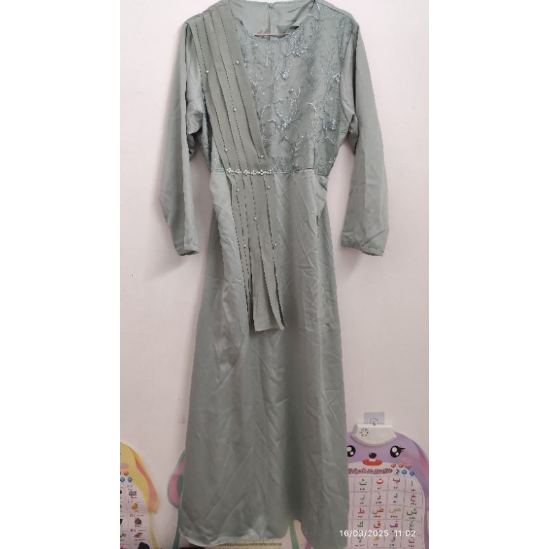 Dress Formal Satin Sage