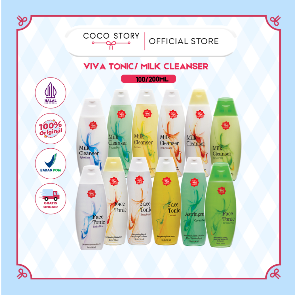 Viva Face Tonic | Milk Cleanser Air Mawar |Toner Penyegar Susu Pembersih Wajah