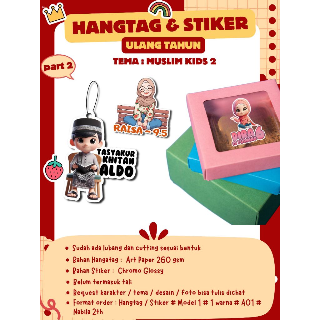 

(30pcs) STIKER ATAU HANGTAG LABEL TAG ULANG TAHUN BIRTHDAY PARTY KARAKTER LUCU AESTHETIC MURAH SOUVENIR HAMPERS SYUKURAN ULANG TAHUN PART 2 TEMA MUSLIM