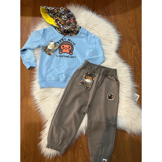 Setelan Hoodie Baby Milo A Bathing Ape Japan & celana joger baby Milo