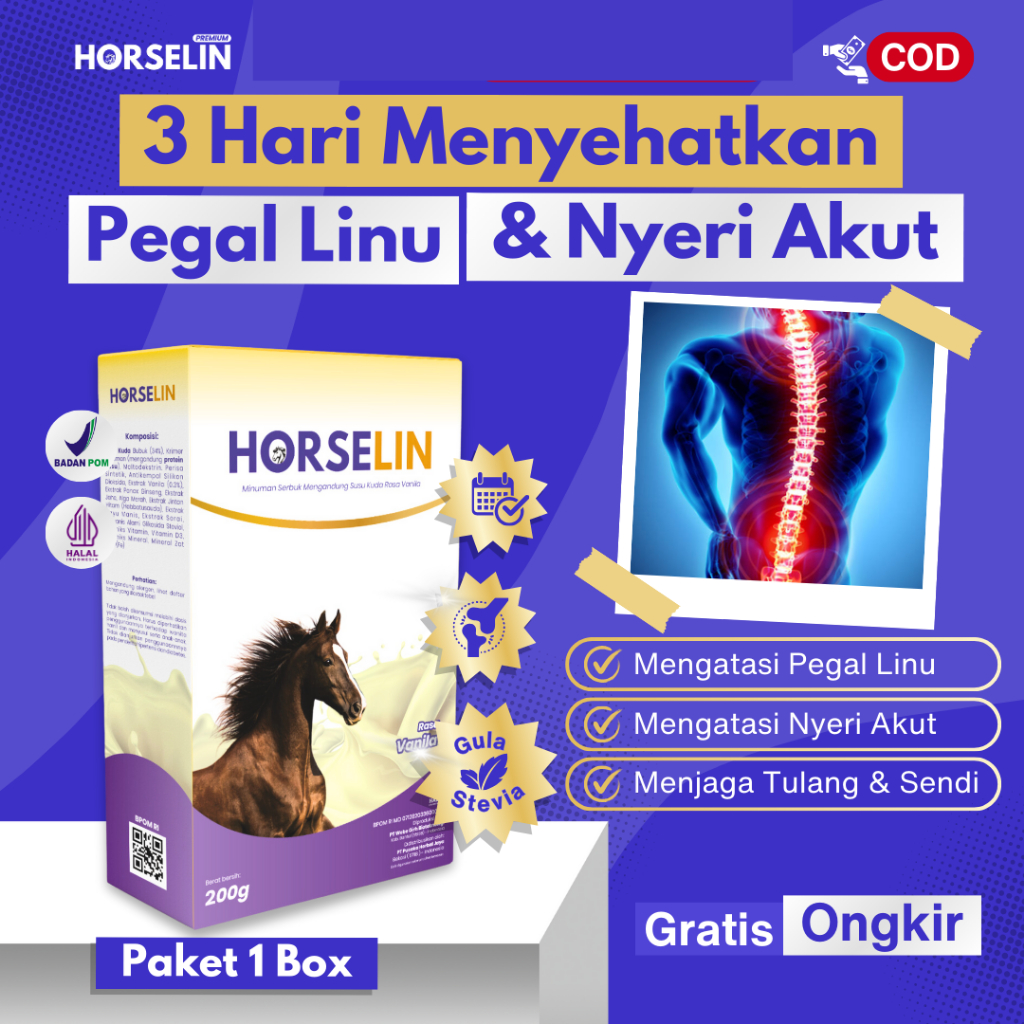 

Pegal - Pegal Susu Kuda HORSELIN Untuk atasi Asam Urat Dan Nyeri Sendi (200gr) Susu Promo