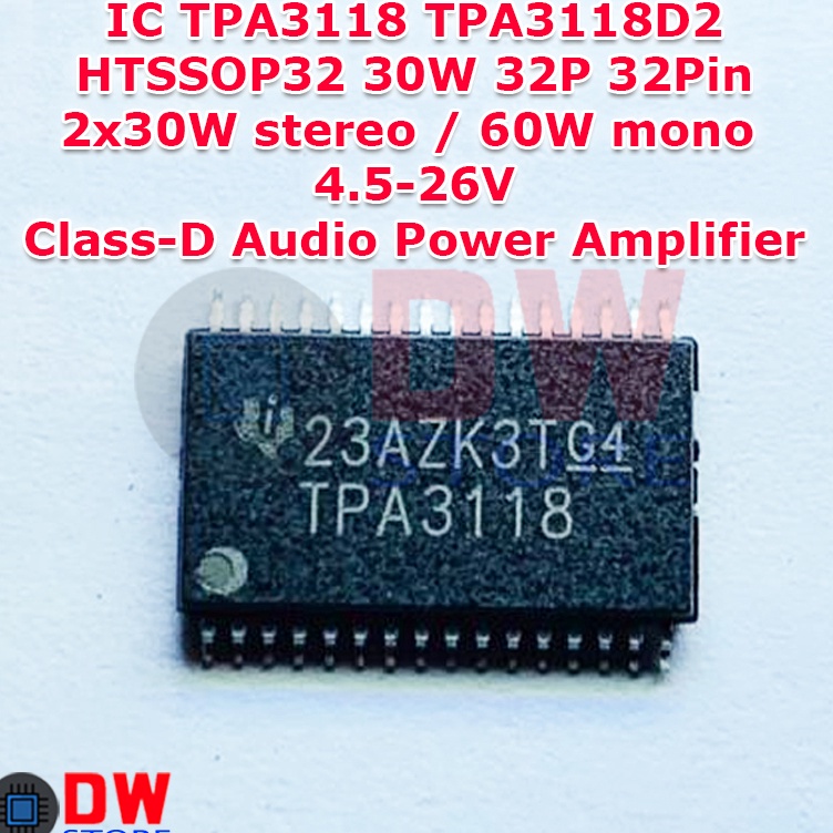 Spesial IC TPA3118 TPA3118D2 TPA3118D2DAPR Stereo 2x3W Mono 6W Audio Power Amplifier HTSSOP32 32 32P