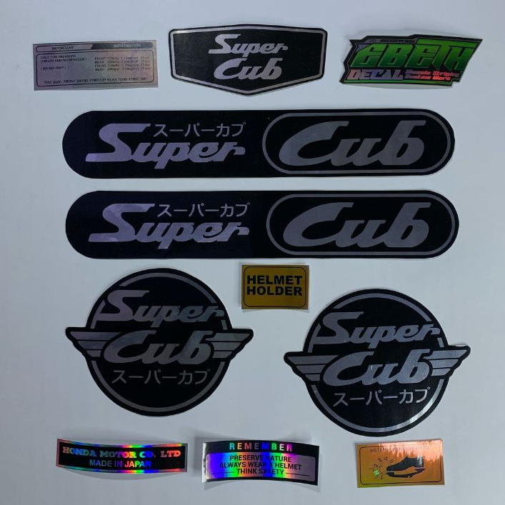 EBETHDECAL Super Cub / Honda C70 Striping  (ed032) Black Silver