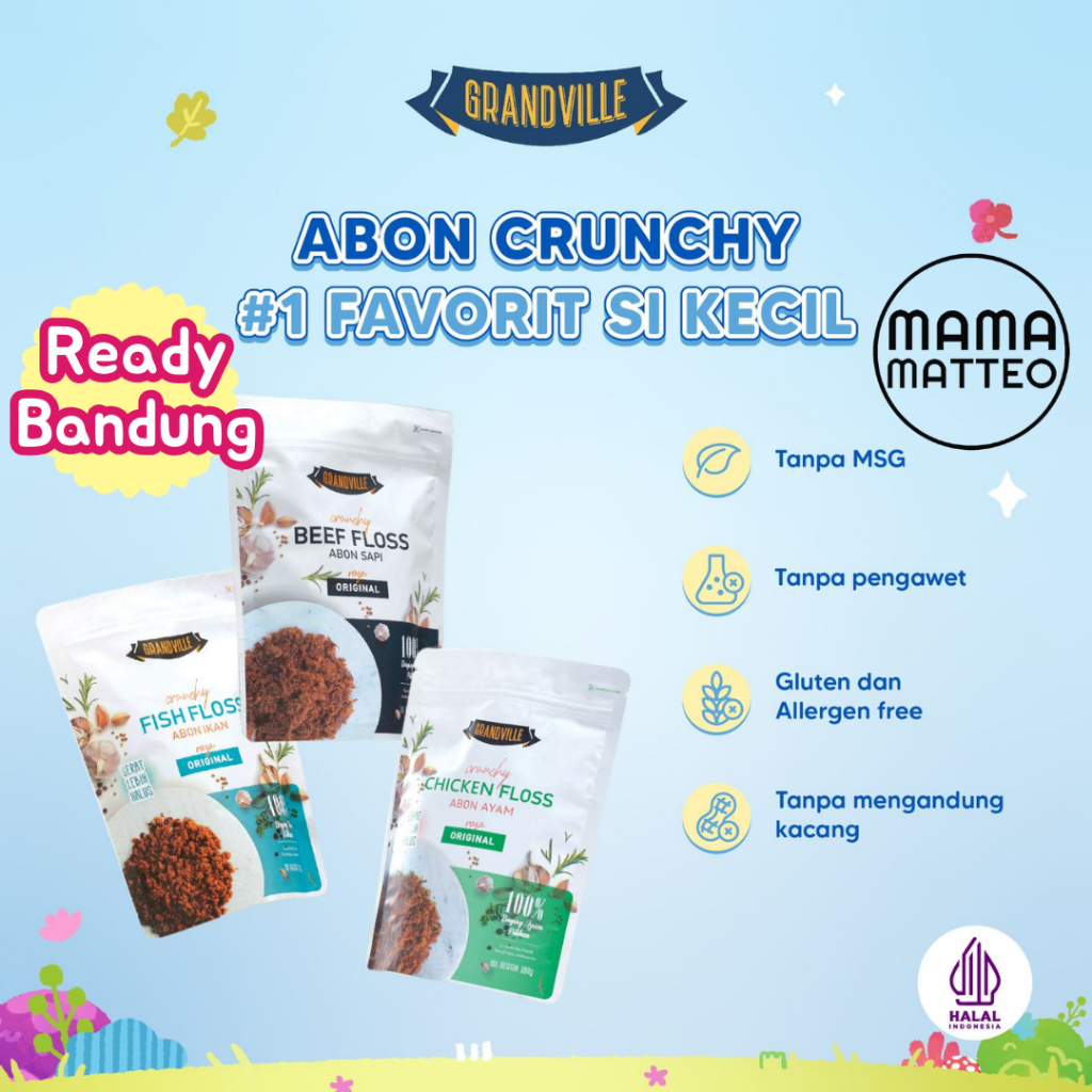 

GRANDVILLE Abon Crunchy Sapi Ayam Anak / Grand Ville Beef Chicken Floss Original Spicy Pedas / BANDUNG