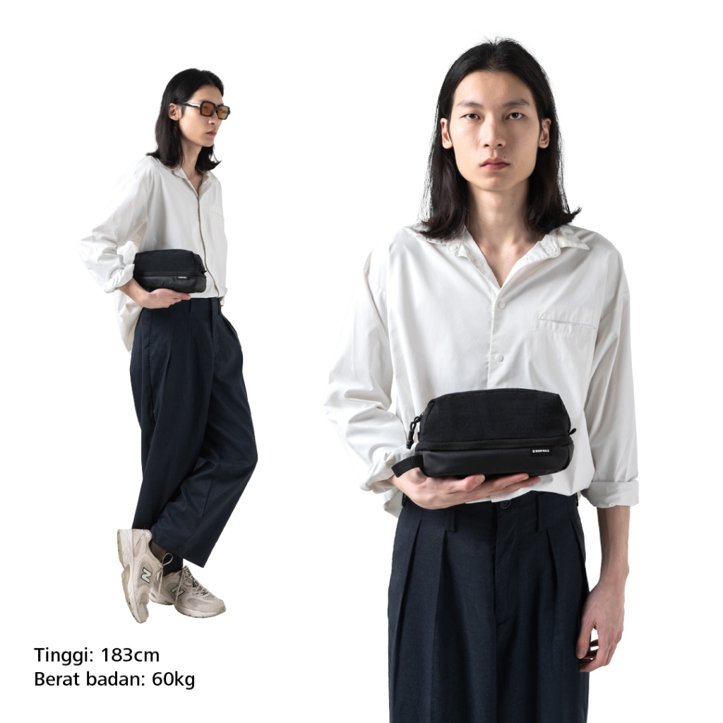 Recommended` Bodypack Assistant 2.0 Toiletry Clutch Pouch Travel Anti Air - Hitam