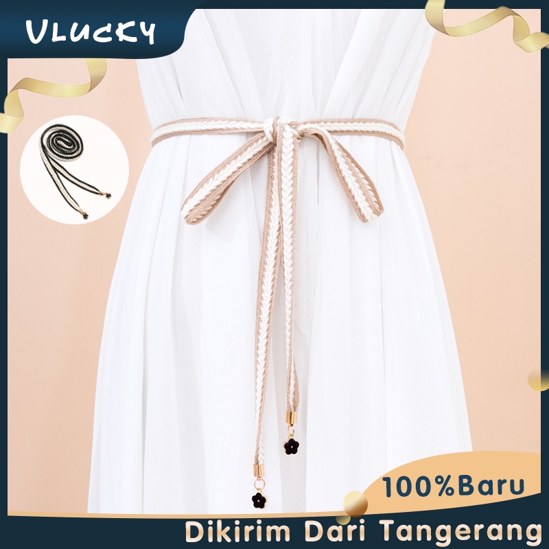 Ikat Pinggang Wanita Kain Lilit Belt Waist Flower Kepang 165CM Pinggang Tipis Boho Belt