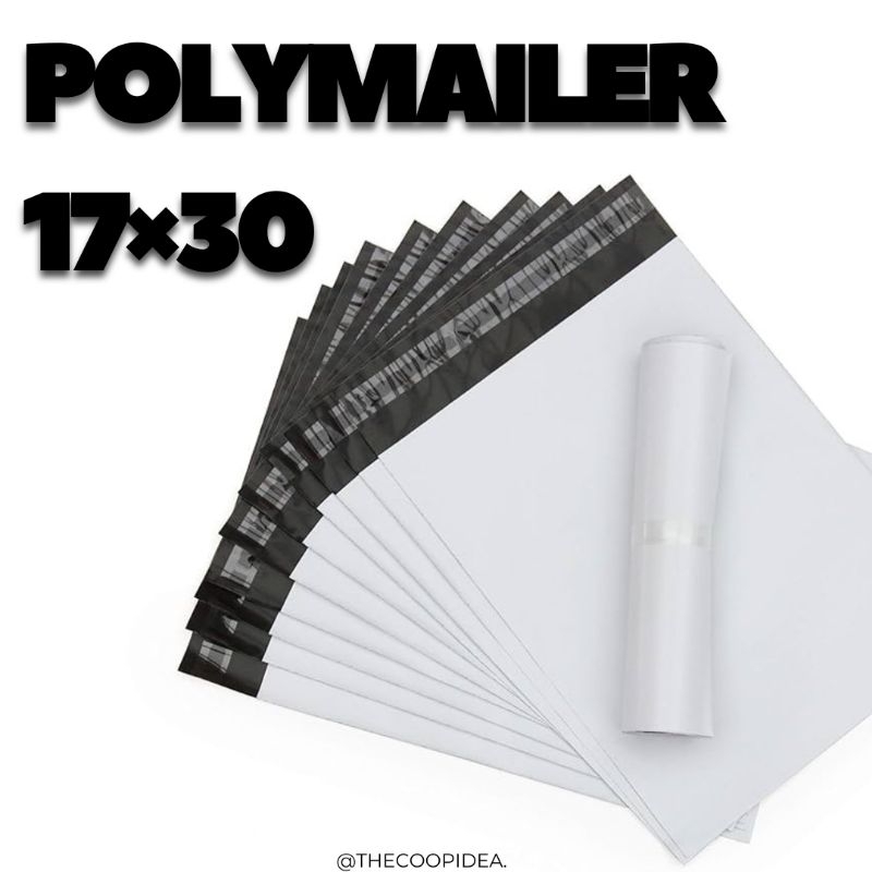 

Plastik Packing Polymailer + Lem/Seal (17x30) Warna Putih Minim 50pcs