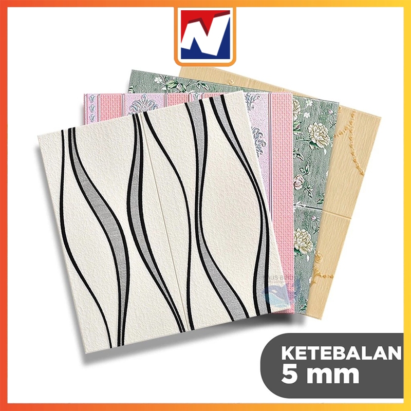 IN - Wallpaper Dinding 3D Foam Motif Batik Bunga Wallfoam 3D tebal 5mm MT