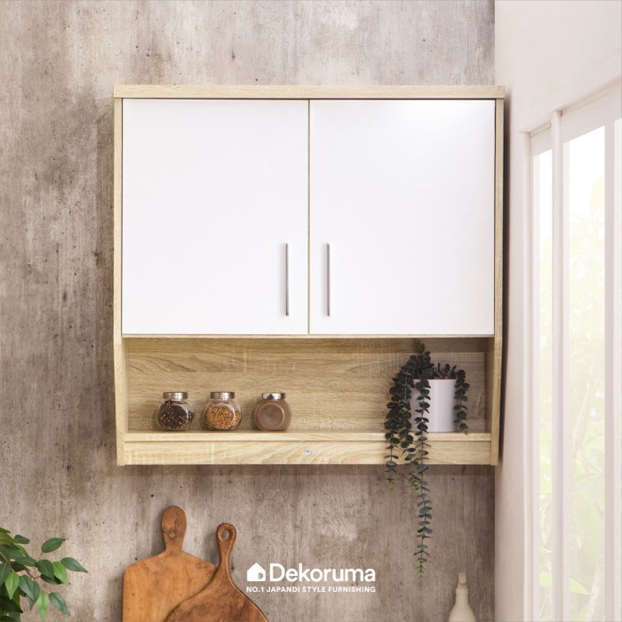 Cubic ELENA KSA 2P - Oak White - Dekoruma Kitchen Set Rak Atas Dapur 2 Pintu