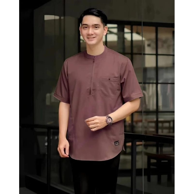 Koko Kurta Resleting Premium baju koko kurta resleting lengan pendek pria terbaru bahan toyobo impor
