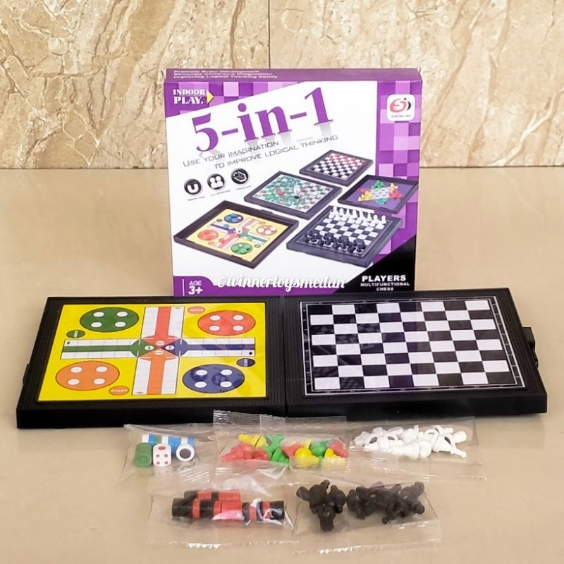 Game Magnetic 4in1 / papan magnet 4in1 / Magnetic Board 5in1 / Ludo magnet / Catur magnet