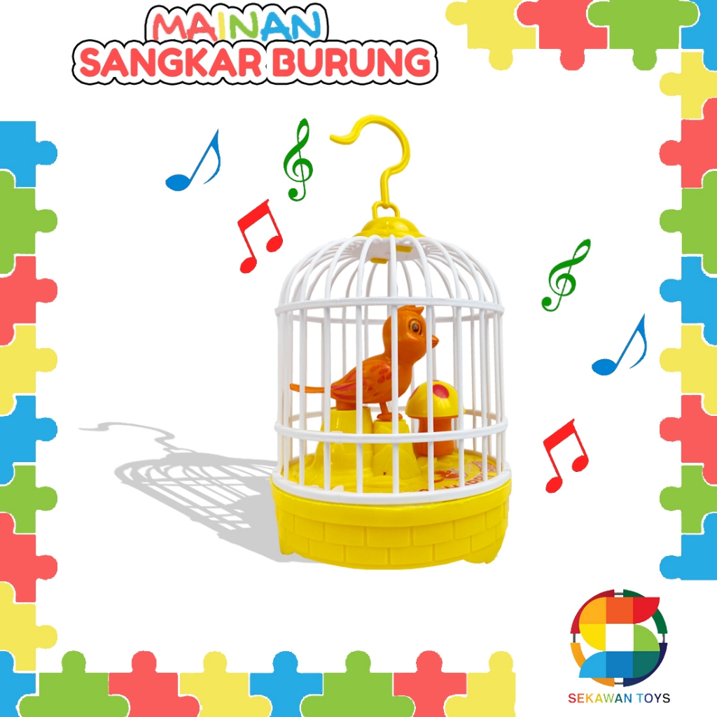 Mainan Sangkar Burung Bunyi / Mainan Burung Hewan Berkicau FU1138 / Mainan Anak Burung Dalam Sangkar