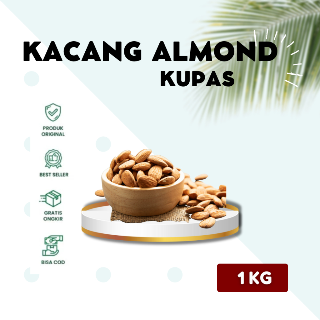 

kacang almond kupas kemasan 1 kg