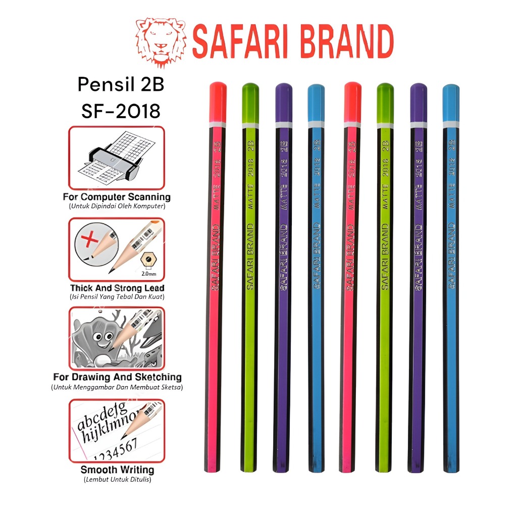

(2018/933/955 2B) Pensil Pencil 2B Kayu Neon Motif Fancy Graphite Pencil Standart Ujian Best For Computer Neon 12 pcs