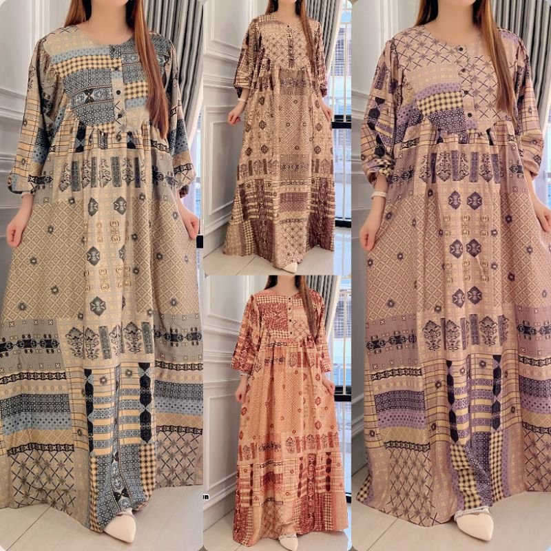 Dress DR6712 Dress Motif Satin Silk - GO