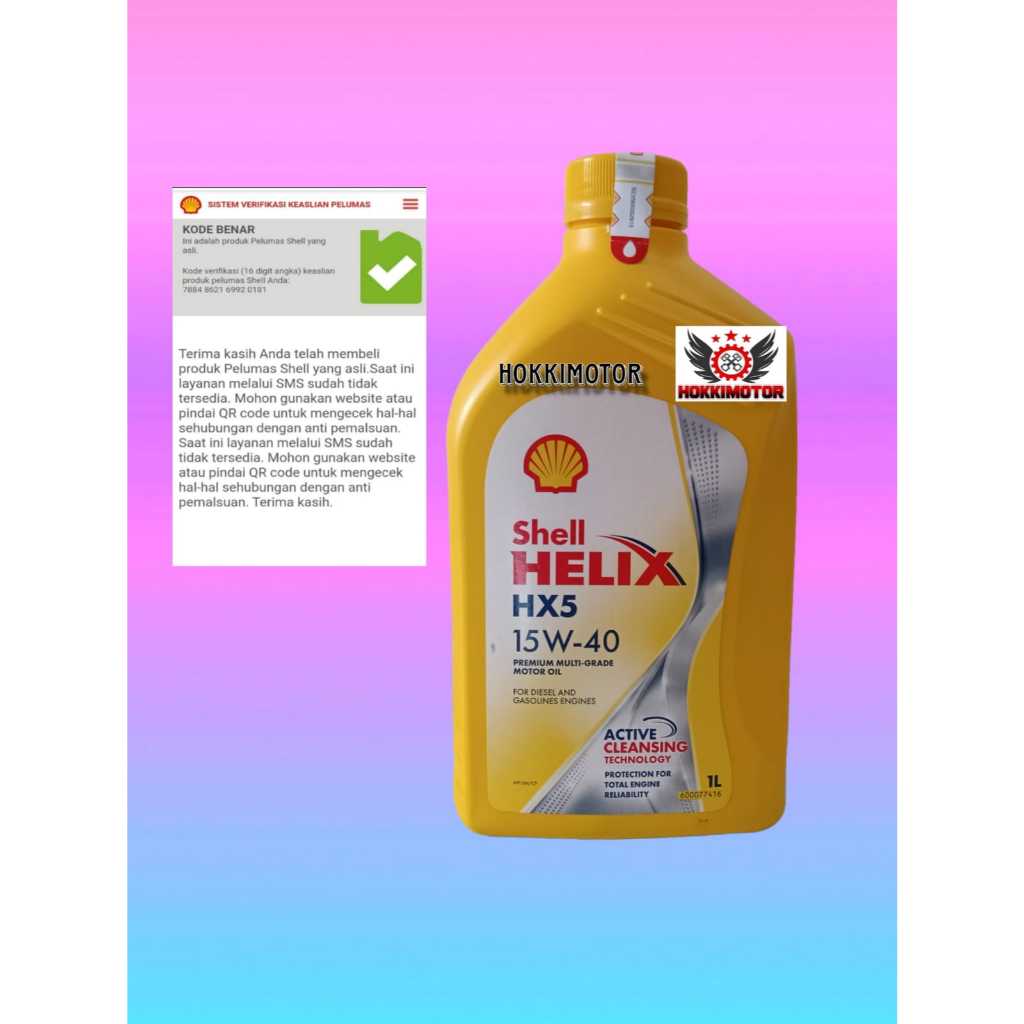 OLI MESIN SHELL HELIX HX5 SAE 15W-40 1 LITER SCAN BARCODE BENSIN SOLAR DIESEL 1 LITER FULL SYNTHETIC