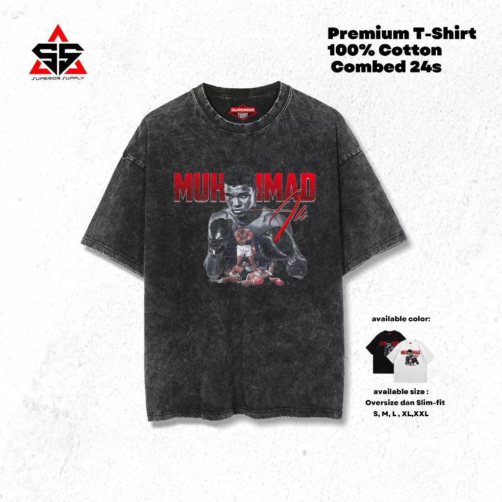 SUPERIOR Kaos Muhammad Ali Oversized washed tshirt Oversize slimfit sandwash ALI-5