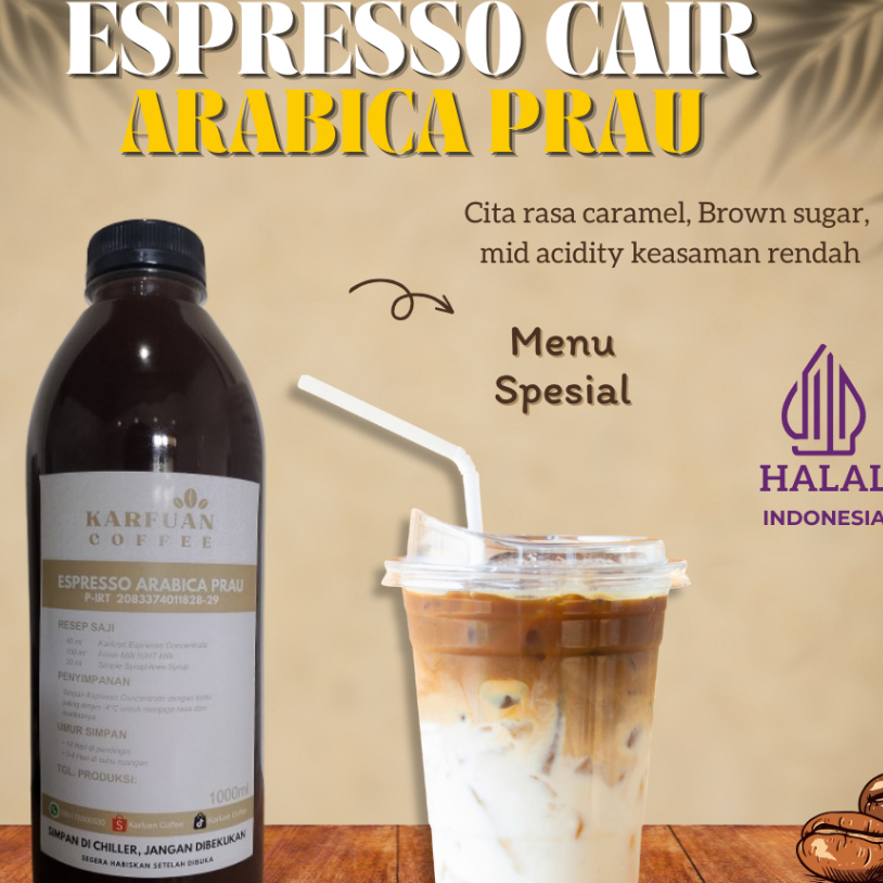 

Karfuan Espresso Cair 100% Arabica Prau Sumbing Espresso Cair Konsentrat 250 ml