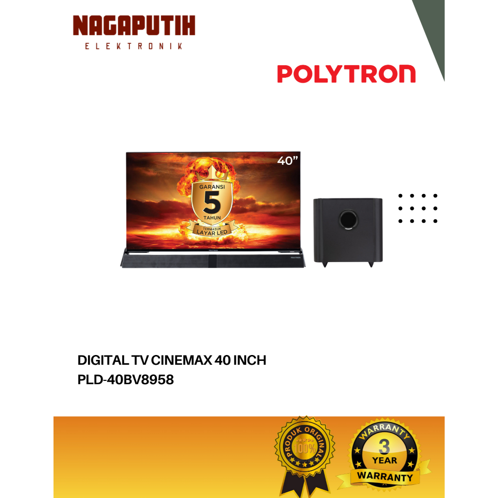 Polytron Digital Cinemax Soundbar TV 40 inch PLD-40BV8958
