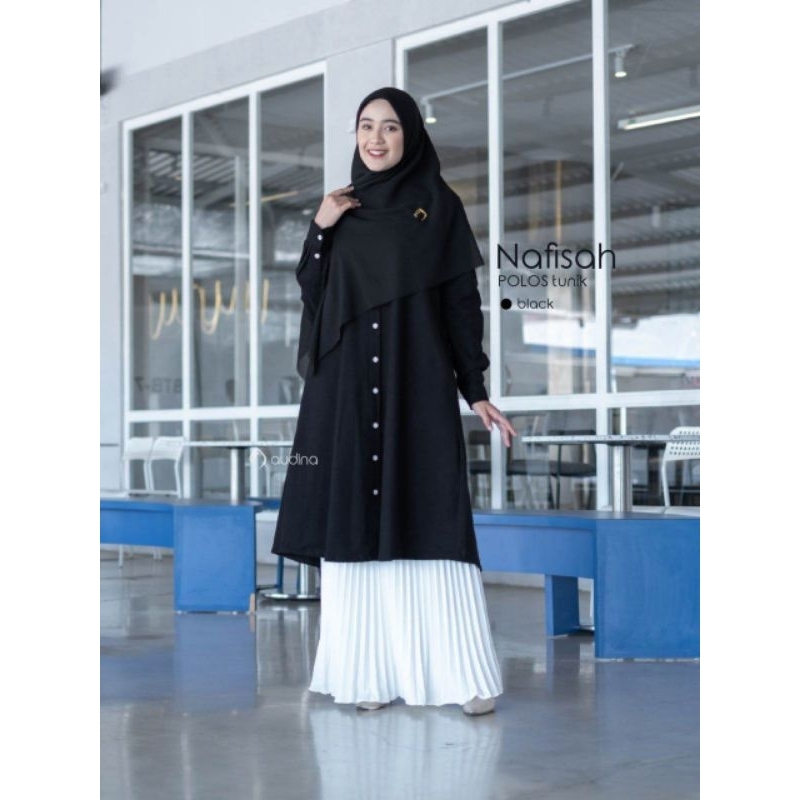 BAJU MUSLIM LONG TUNIK HITAM POLOS SIZE.REMAJA.DEWASA