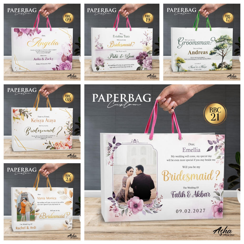 

PAKET TAS PAPER BAG CUSTOM BRIDESMAID - TAS PAPERBAG SOUVENIR ISLAMIC - PAPERBAG MURAH