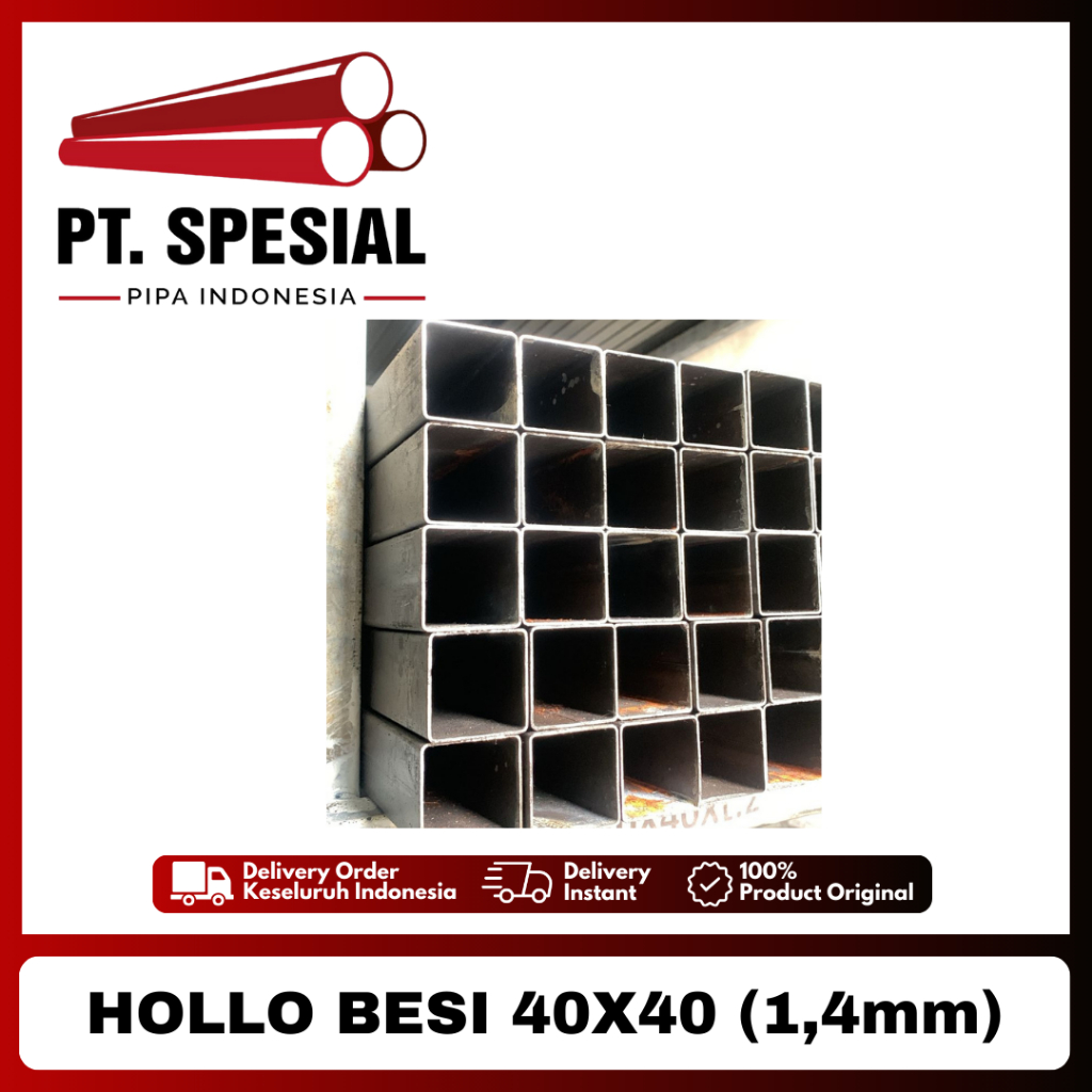 Besi Hollo 4x4 / Hollow Hitam / Hollo Besi 40x40 Tebal 1.4mm 100BTG - 07