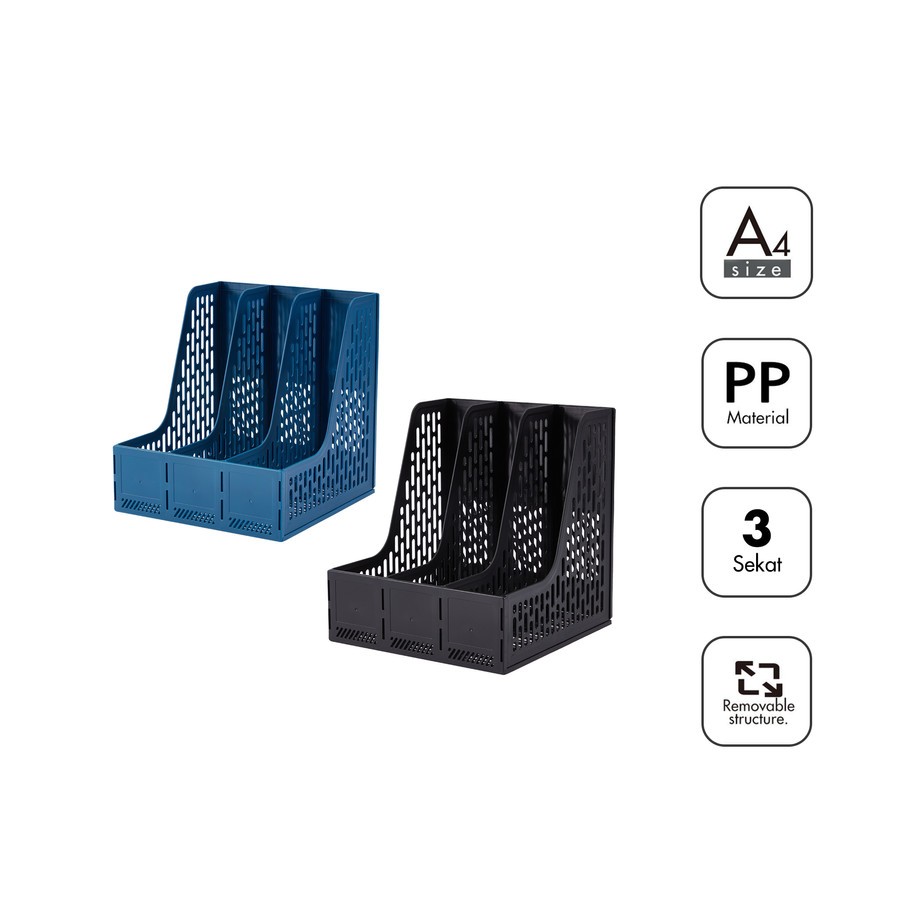 

Bantex Magazine Holder / Rak Box File / File Tray / Tempat Dokumen Bahan PP | 3 Section # BJ7643