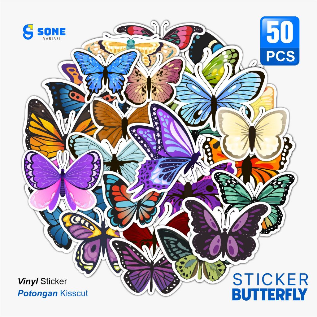 

Sticker Pack BUTTERFLY / Stiker Hewan Animasi Paper Vinyl Deco Buku Jurnal Tumbler Laptop Aesthetic