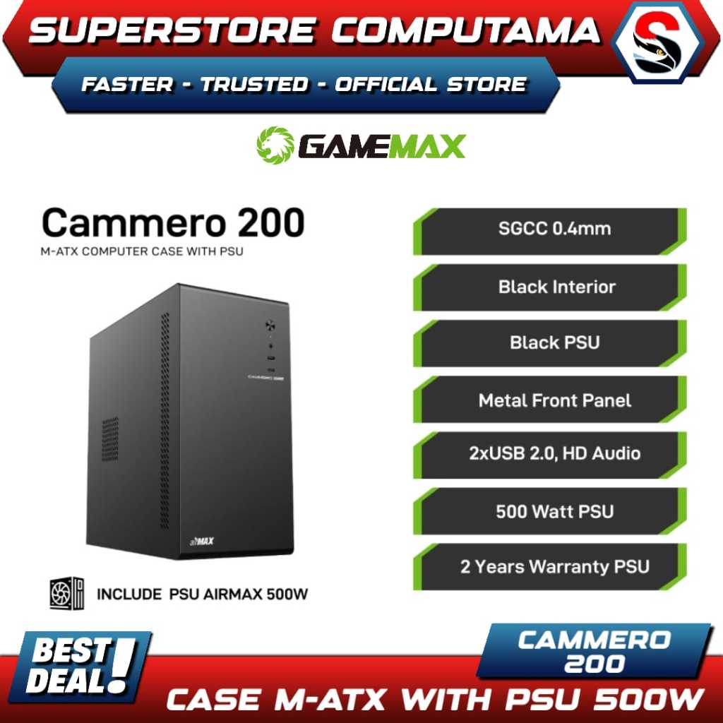 Casing Airmax 200 Micro-ATX with 500W Power Supply | Airmax 200 From Gamemax