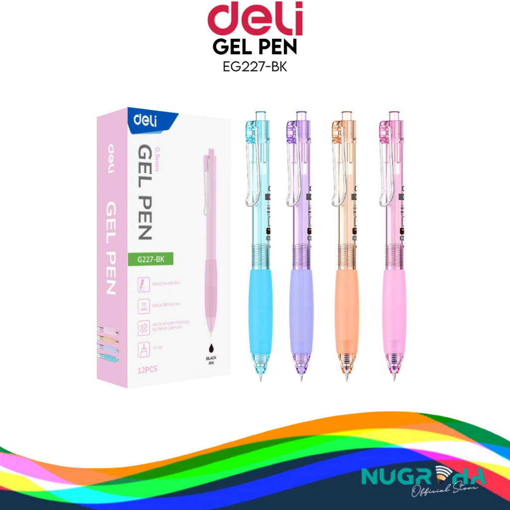 

Deli Ballpoint Gel Pen Retractable Tinta Hitam 0.5mm EG227-BK