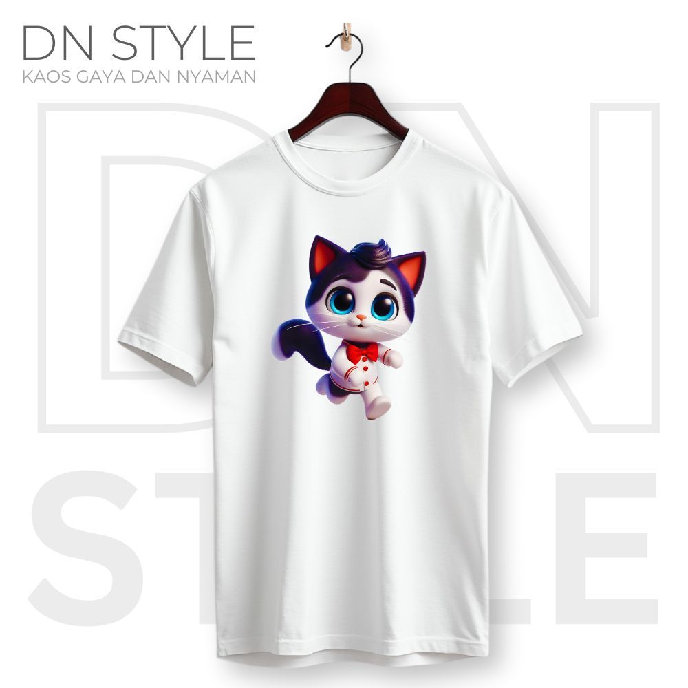T-Shirt Kaos  Pria Wanita - Kucing Belang Lari - DN0052