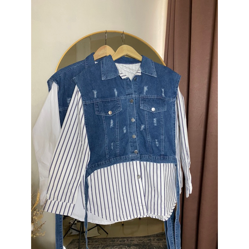 Zevanna- Blouse Katun Mix Vest Jeans