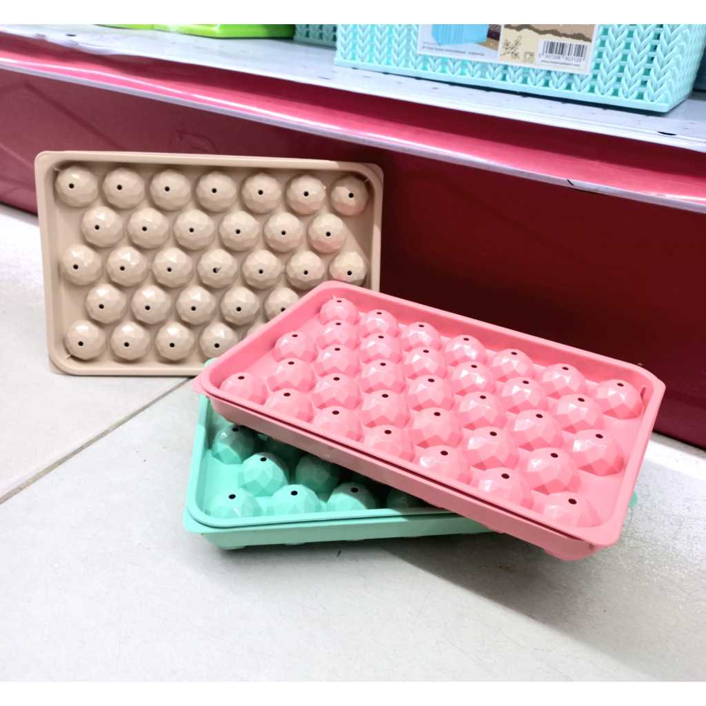 Cetakan Es Batu Kristal GRT | Cetakan Es Batu / Jelly Bulat  Kristal 33 Lubang Plastik HARGA SATUAN