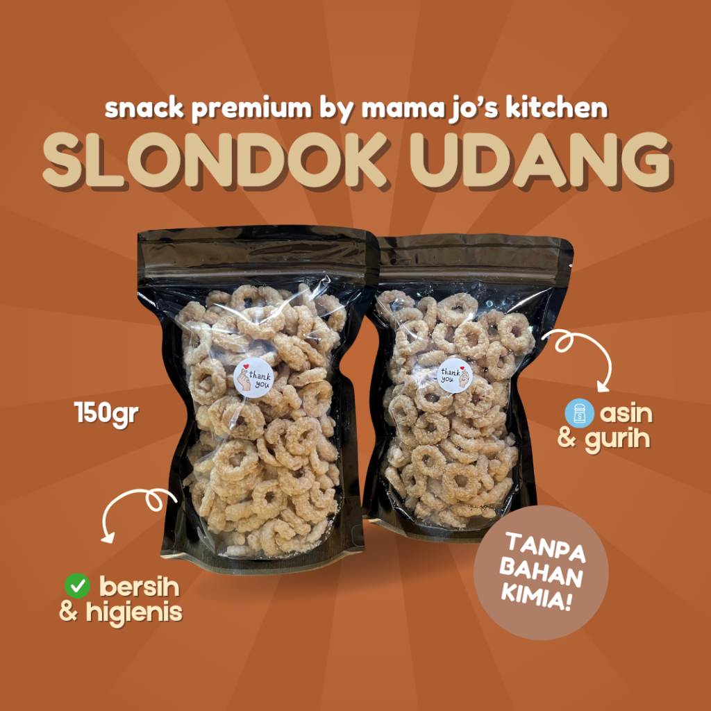 

Keripik Slondok Udang Mama Jo's Kitchen Cemilan Asin Gurih / Snack ringan