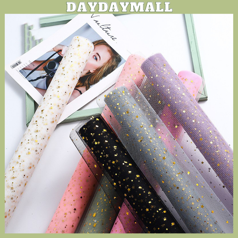 

Pembungkus Bunga Gold Star Glitter Korea Kertas Buket Bunga Motif Star Moon ROLL11