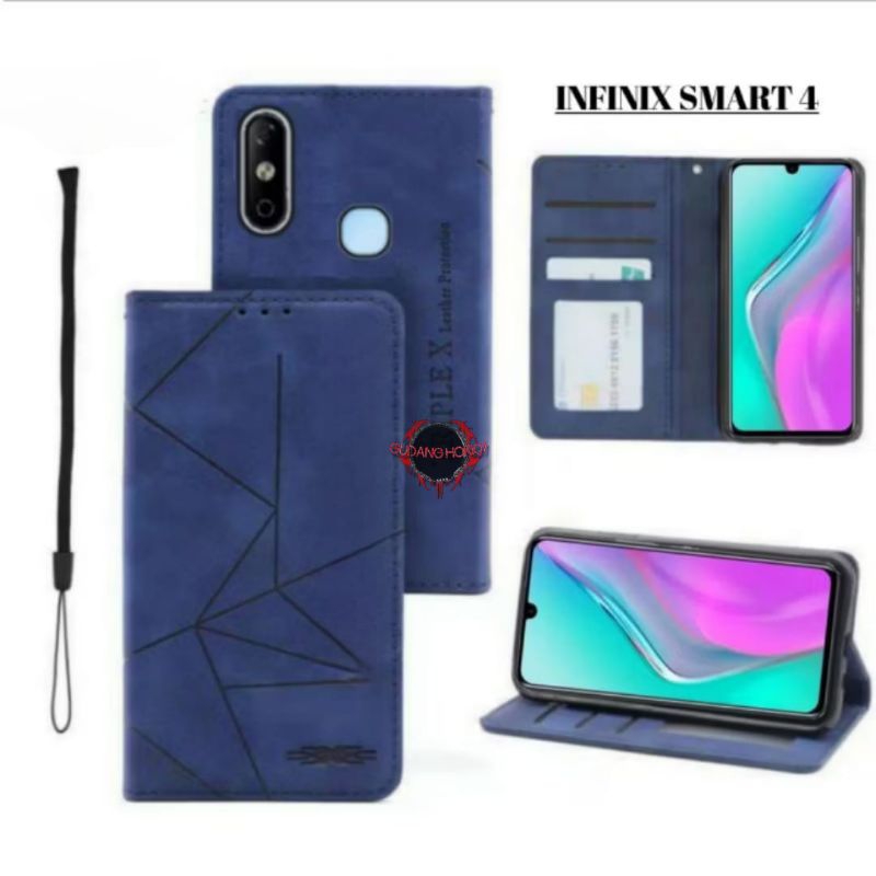 INFINIX SMART 4 CASE POLYCARBONATE LEATHER FLIP MAGNET CASING DOMPET HP SARUNG