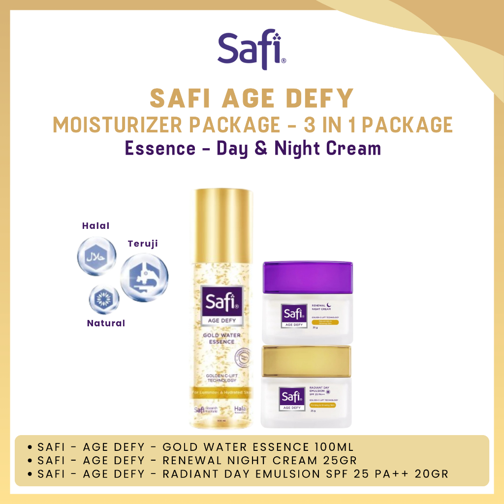 SAFI Age Defy Moisturizer Package Gold Water Essence, Day & Night Cream