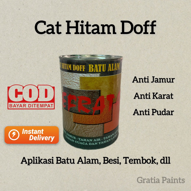 Cat Hitam Doff EFRATA Batu Alam, Besi, Tembok 800mL