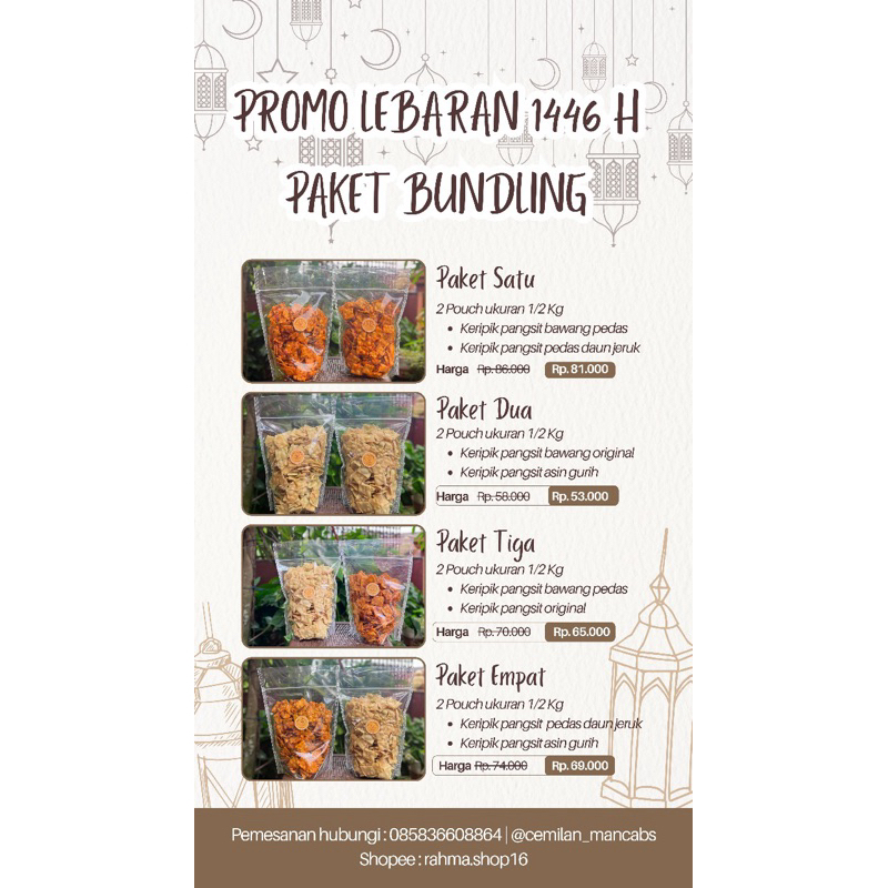 

PAKET BUNDLING PROMO LEBARAN (KETERANGAN ADA DI FOTO)