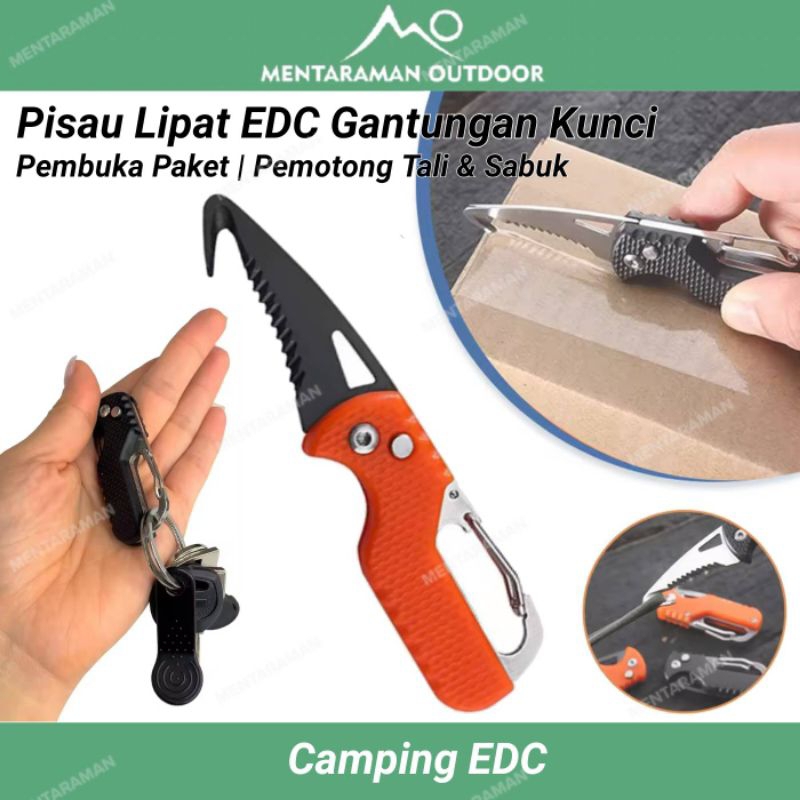 [MO] Pisau Lipat Pembuka Paket Dengan Karabiner Gantungan Kunci