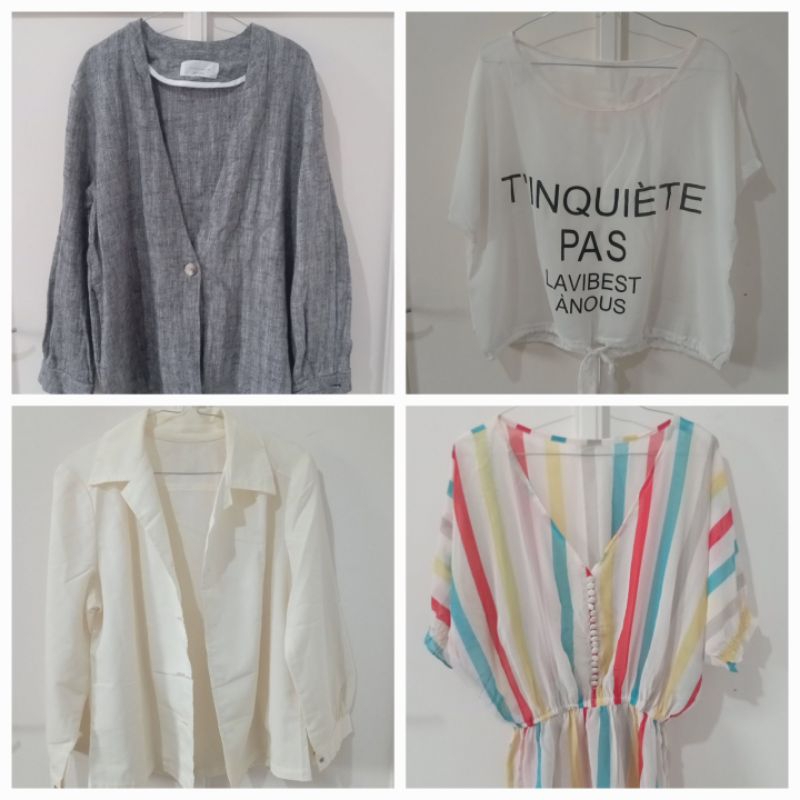 (PL) Outer Inner Jas Rompi Blazer Wanita Preloved Thrift Oversize/Luaran wanita warna putih