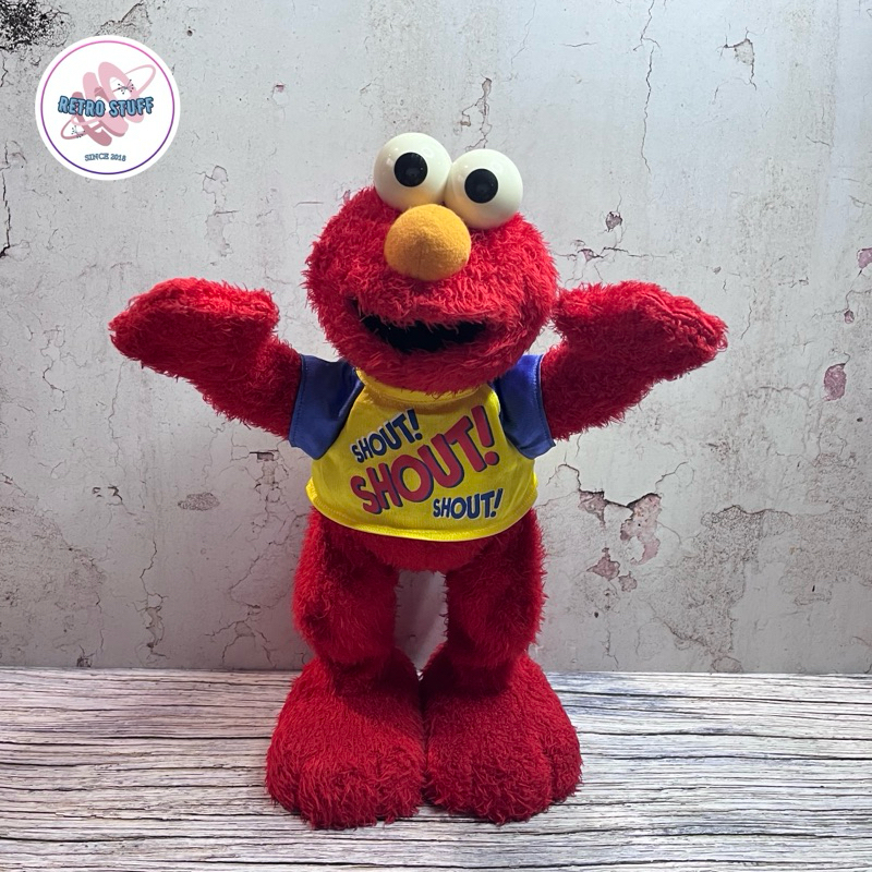 Boneka Elmo Sesame Street Shout Shout 34 Cm Elektrik Off Ori Mattel