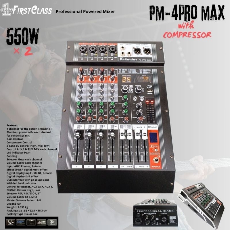 Firstclass Power mixer PM4 PRO MAX  Power mixer 4chanel
