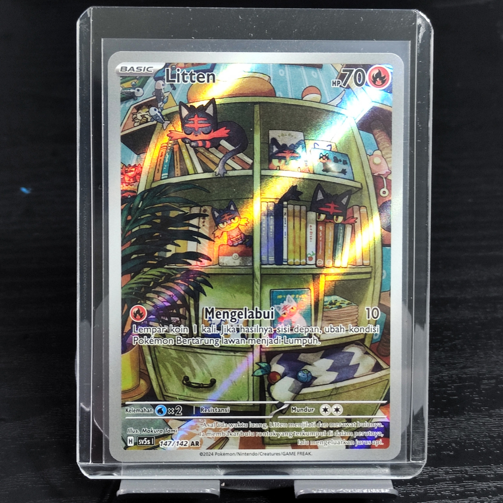 Litten AR SV5s Art Rare Kartu Pokemon TCG Indonesia ( Gratis Toploader )