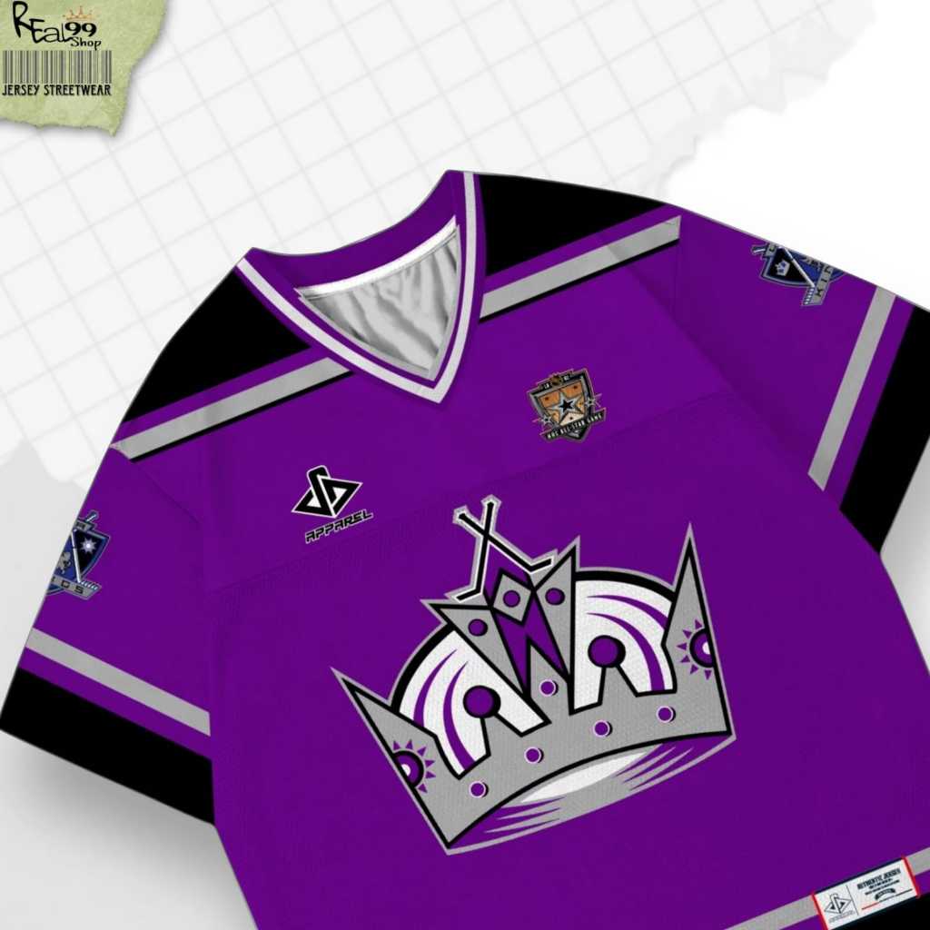 Real99shop Baju Jesey Sreetwear NFL Bola Baseball Motif LA Kings Jersi Rugby Vintage Boxy Number 99