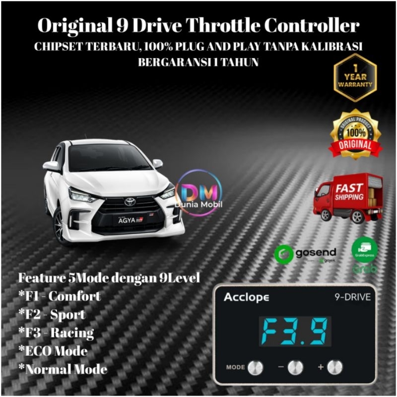 9 Drive Throttle Controller Toyota AGYA 1.2 Piggyback Remap ECU 9DRIVE ORIGINAL