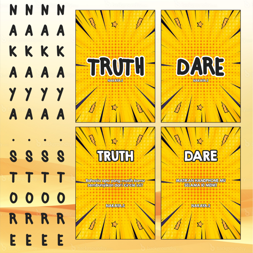 [BISA CUSTOM] Kartu Truth Or Dare edisi TEMAN circle