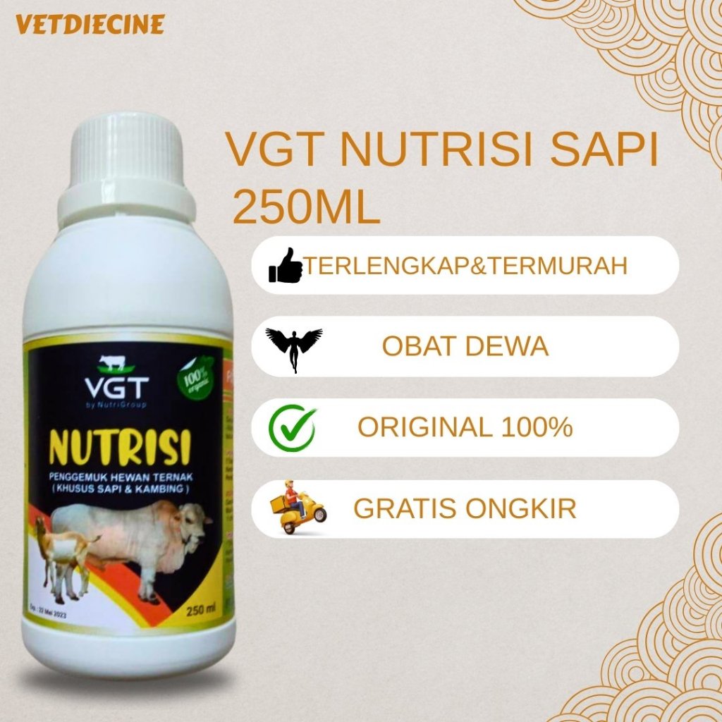 VGT Sapi 250 ml Original - VGT Sapi Penambah ADG Instan - VGT Ternak Sapi Kambing Domba