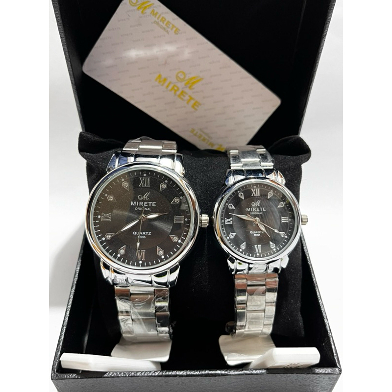 MIRETE original JAM TANGAN COUPLE/PASANGAN free box dan baterai cadangan