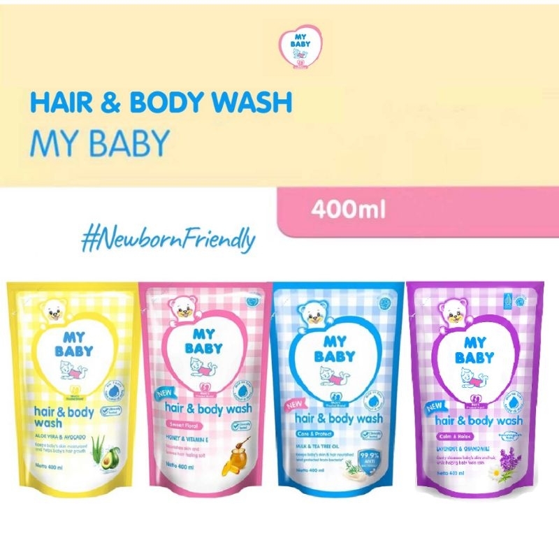 Sabun Bayi MY BABY Hair & Body Wash Refill Pouch 375ml - Care & Protect sabun 2in1 375 ml